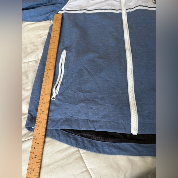 Faherty men’s navy surf stripe zip jacket size medium with hood - Picture 9 of 14